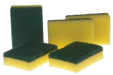 Schuursponzen vlak geel/groen (10 stuks)